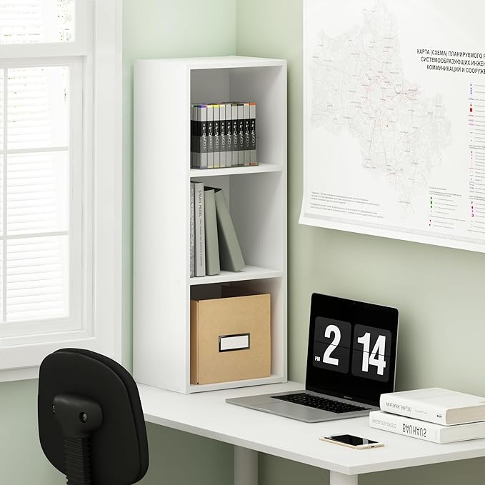 Furinno PASIR Book Shelf, 3-Tier Bookshelf, Easy Assembly Bookcase