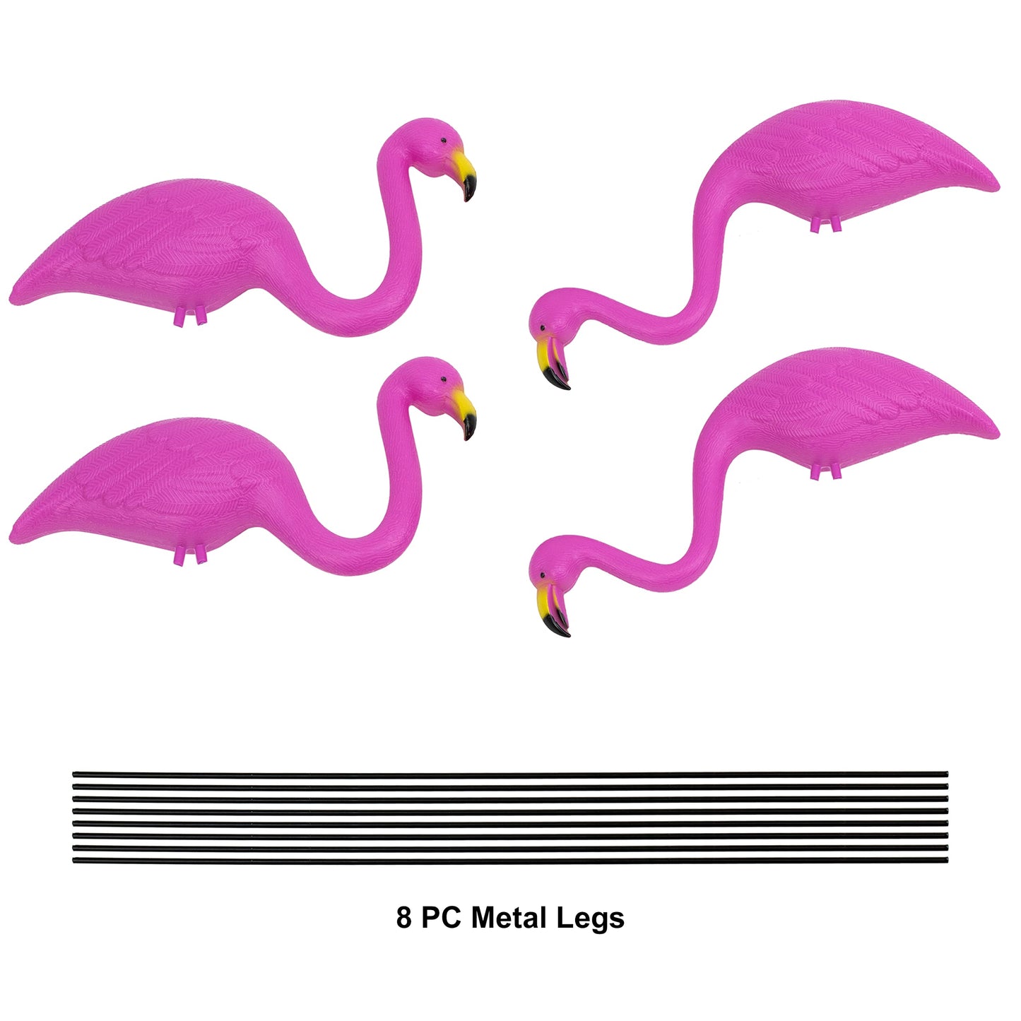 GIFTEXPRESS Pink Flamingos Yard Decorations - 4 Pack Small 14" Tall Plastic Flamingo Statue w/Metal Stakes - Lawn Ornaments & Garden Decor for Outdoor Parties