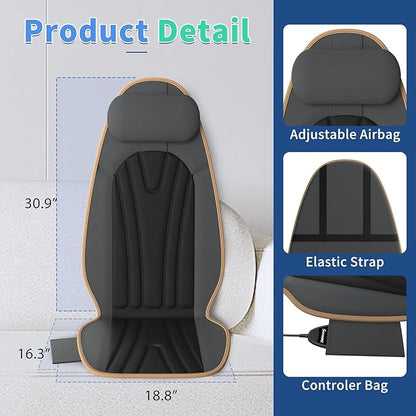 SLOTHMORE Back Massager for Chair, Heated Seat Cushion Massager with Neck Traction, Vibration Massage Pad for Full Body Massage for Office Chair, Home Use