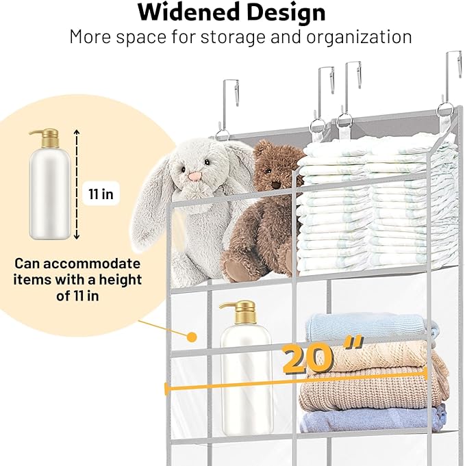 Over the Door Organizer 5 Tiers, Extra Large Behind Door Storage of 10
