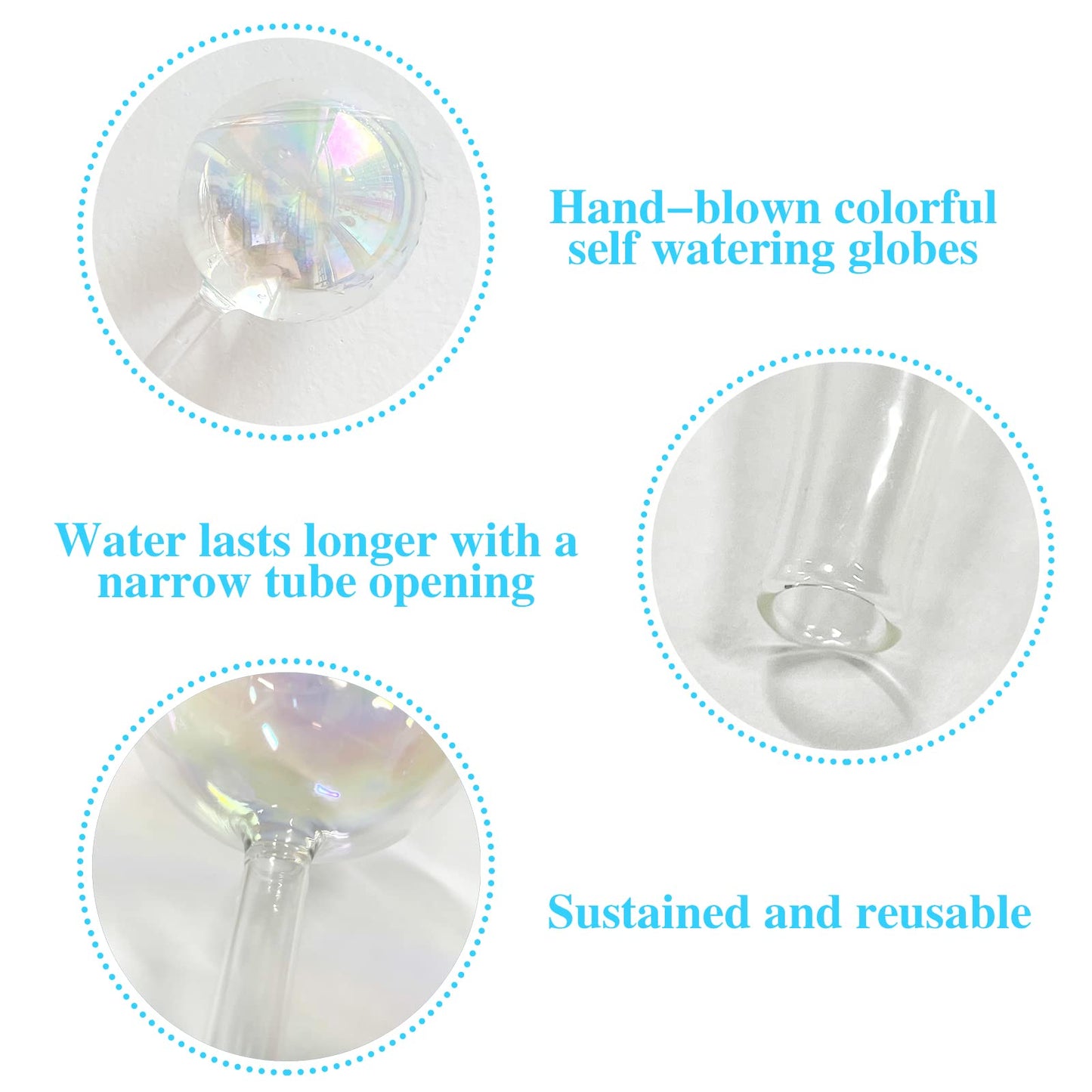 Pynqdfu 3 Pcs Plant Watering Globes,Self Watering Planter Insert Plant Accessories,Colorful Glass Plant Watering Devices for Indoor Plants