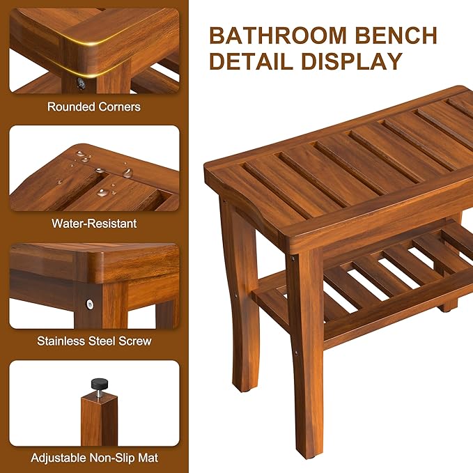Teak Wood Shower Bench Stool