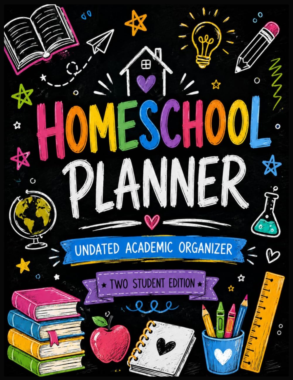 Homeschool Planner for Two Students: 12-Month Learning Companion Featuring Lesson Coordination, Attendance Records, Reading Journals, Field Trip Documentation, Goal Setting, and Progress Evaluation