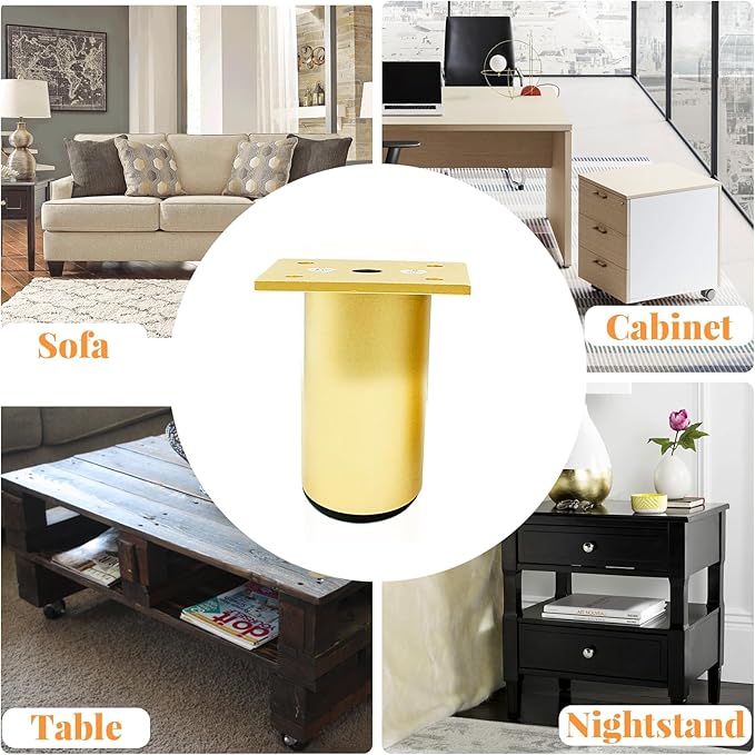 Set of 4 Aluminum Alloy Furniture Legs 2.36 Inch Height, 1.5 Inch Diameter