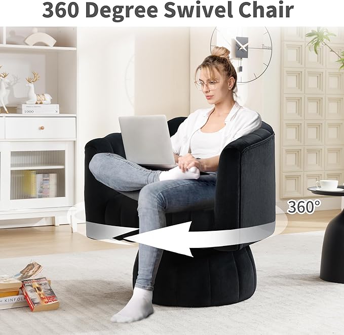 Swivel Accent Barrel Chair Set of 2- Cute Comfy Small Round 360° Arm Chair