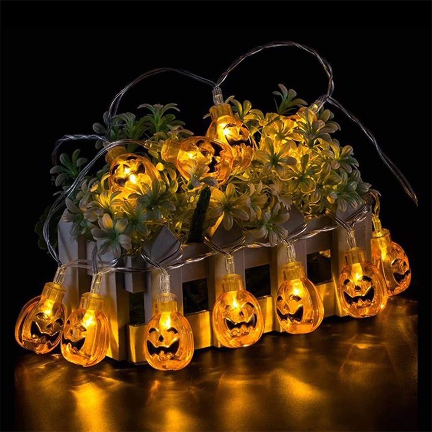 SNOMYRS 21ft 30 Led Halloween Pumpkin String Lights Solar Light Outdoor Halloween Lights for Patio Garden Gate Yard Decoration