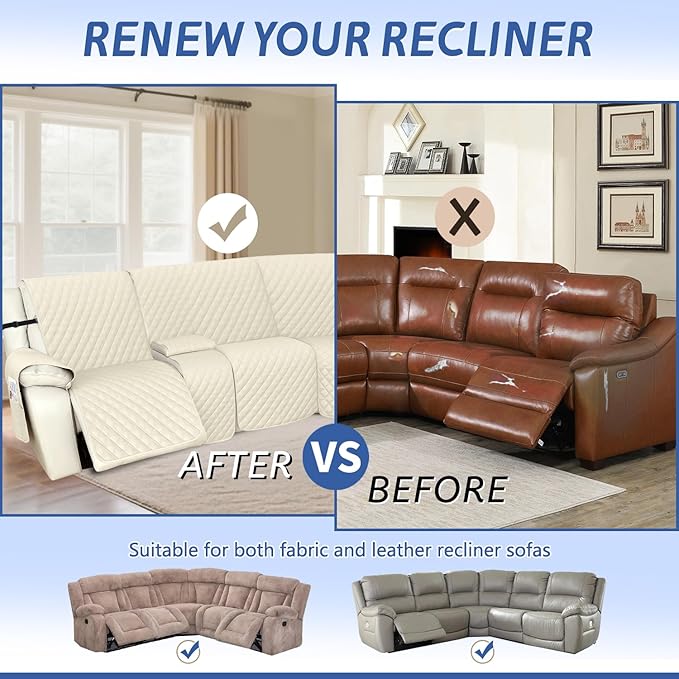 Arfntevss Recliner Sectional Couch Covers 1OO% Waterproof L Shape Sofa Cover