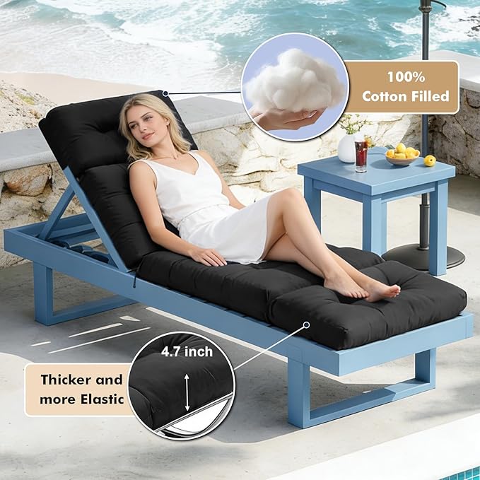 Outdoor Chaise Lounge Chair Cushion 74.2 x 22 x 4.7 Inches Thickened 100%