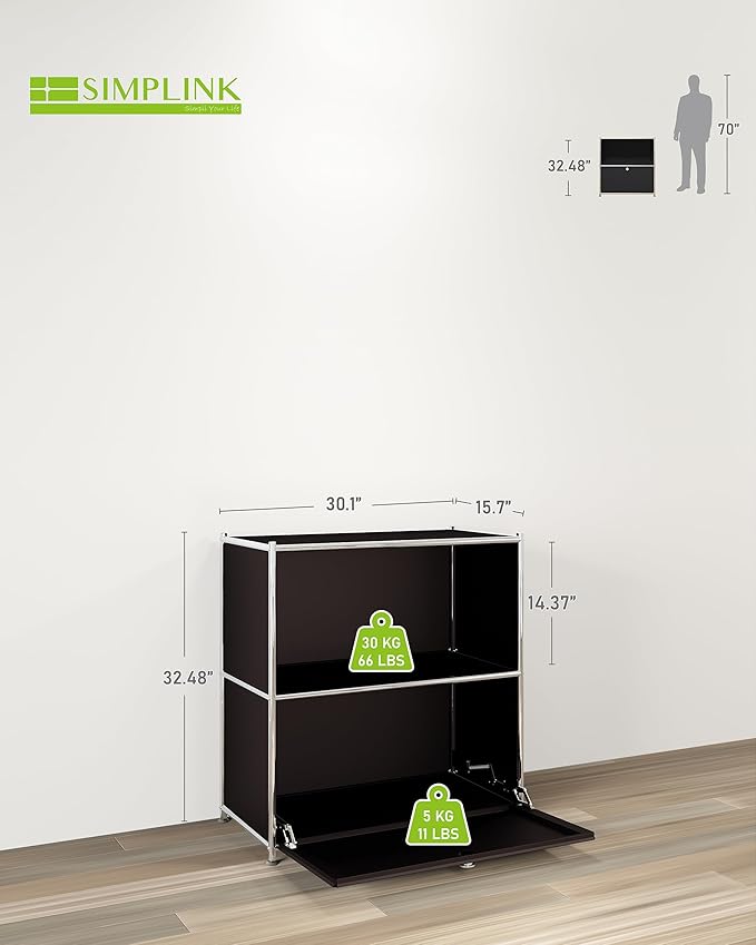 32.5-Inch Flip-Top Side Table & Buffet Cabinet