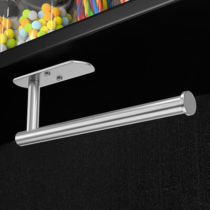 VAEHOLD Adhesive Paper Towel Holder Under Cabinet Mount, Wall Mounted Paper Towel Roll Holder for Kitchen Paper Towel, Stainless Steel（Silvery）
