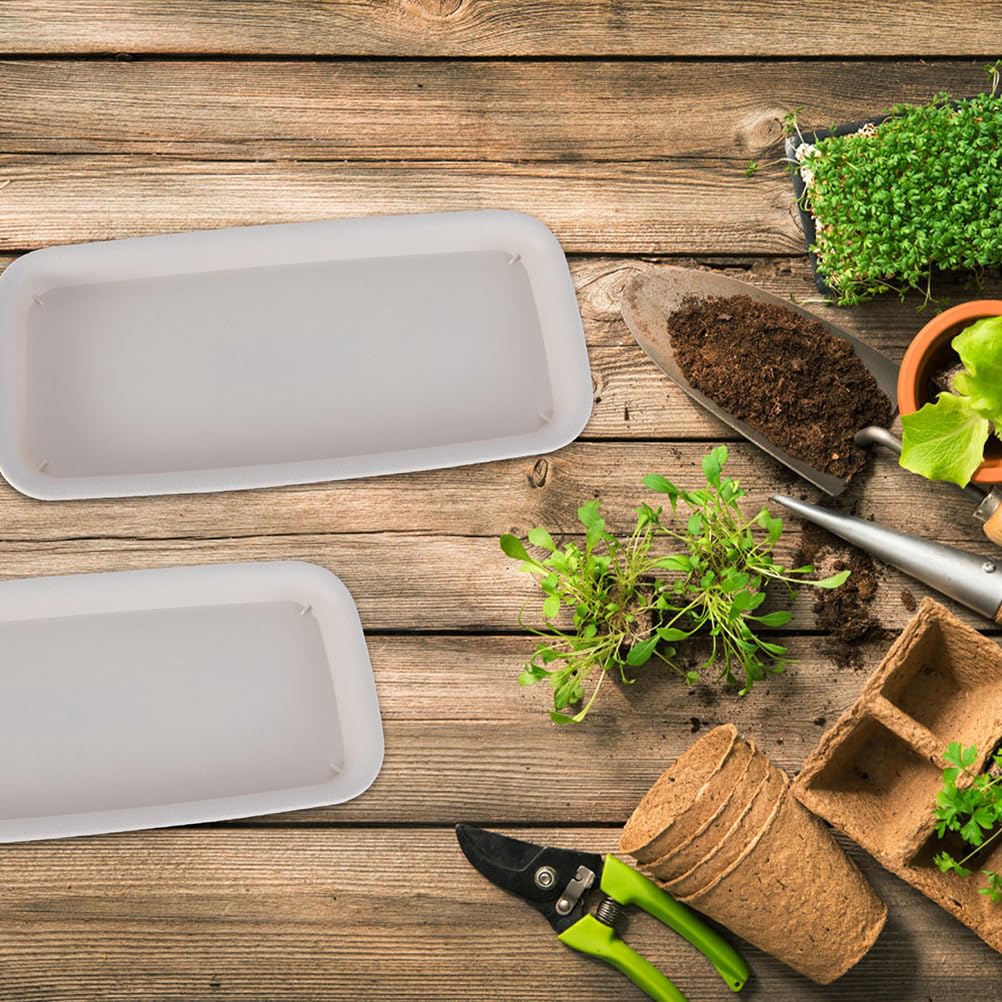 6PCS Rectangular Plastic Plant Saucers Tray Drip Tray Pot Saucer for Flower Pot Drip for Window Sill Window Shelf 9.73"x4.33"x0.86"