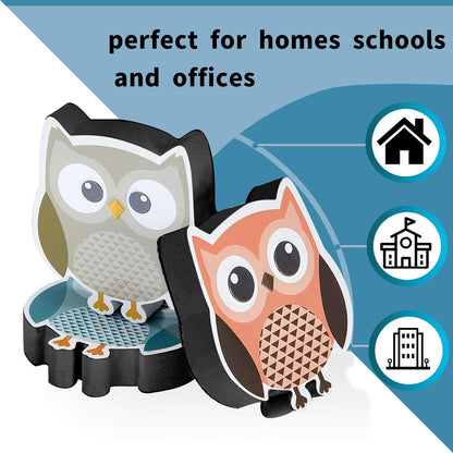 4 Pieces Cute Owl Erasers Magnetic Owl Whiteboard Eraser Animal Shaped Dry Erase Chalkboard Erasers with Felt for Classroom Office Home (Random Color)