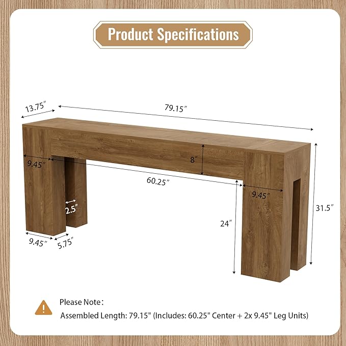 Epecoya Extra Long Sofa Console Table