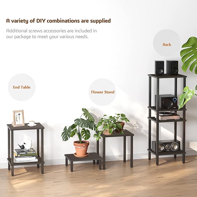 TUTOTAK End Table with Charging Station, Side Table with USB Ports and Outlets