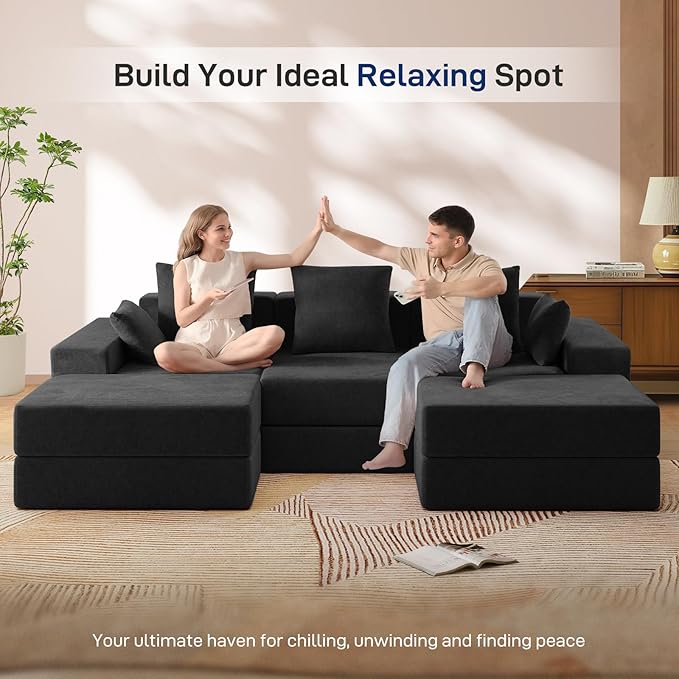 Living&Giving 101" U-Shaped Cloud Sectional Couch