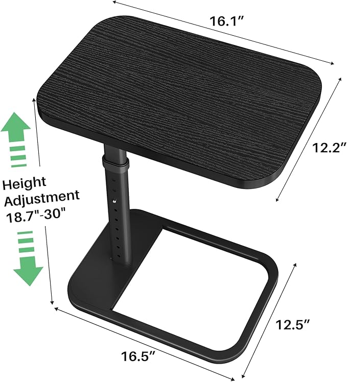 Kitstorack TV Tray Table, Adjustable Height & Rounded Metal Corners, Snack Table