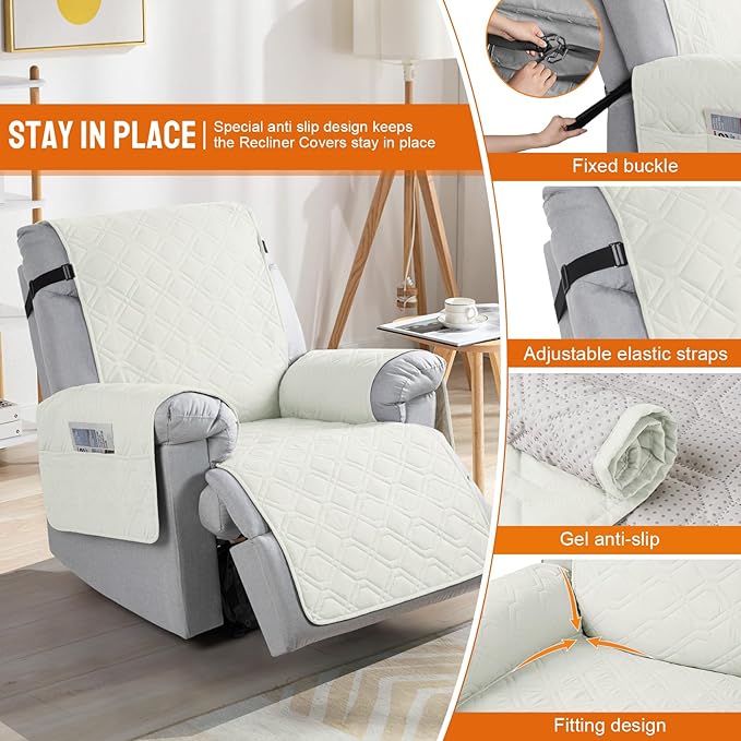 VANSOFY 100% Waterproof Recliner Chair Covers, Recliner Cover Non-Slip Dog