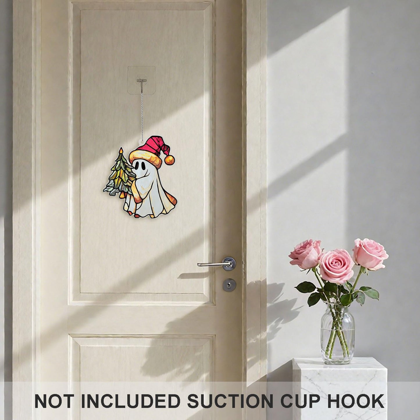 Christmas Ghost Ornament Acrylic Suncatcher Window Hanging Wall Decor for Indoor Outdoor Doors Home