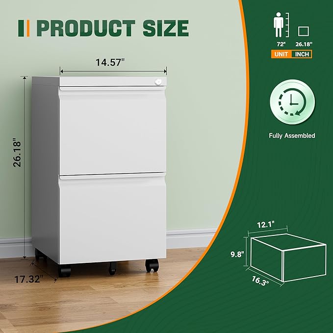 Letaya 2 Drawer Mobile File Cabinet