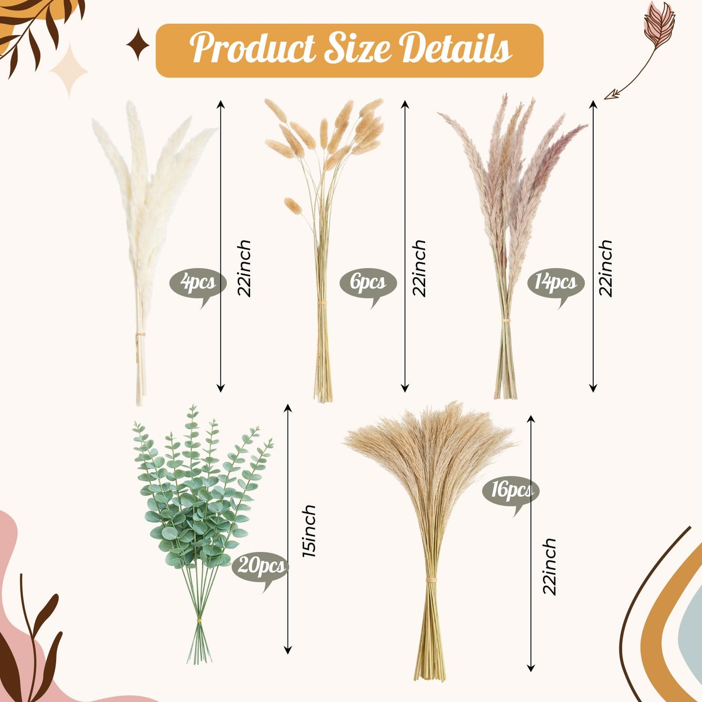 LemonRoad Boho Wooden Wall Vases Set of 2 with Artificial Eucalyptus and Pampas Grass Dried Flower Rustic Hanging Wood Planter Vase Wall Mounted Farmhouse Bohemian Decor for Home Entryway Living Room