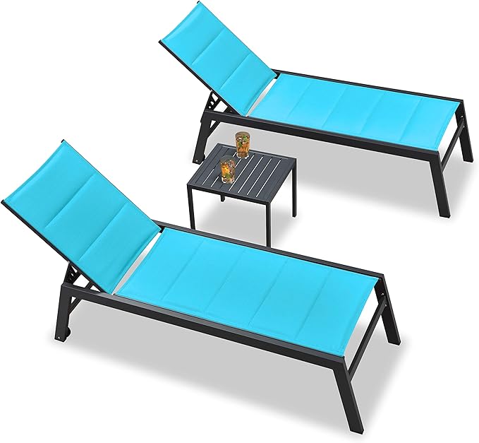 PURPLE LEAF Outdoor Lounge Chairs Aluminum Chaise Lounge Set of 2 Patio Chaise