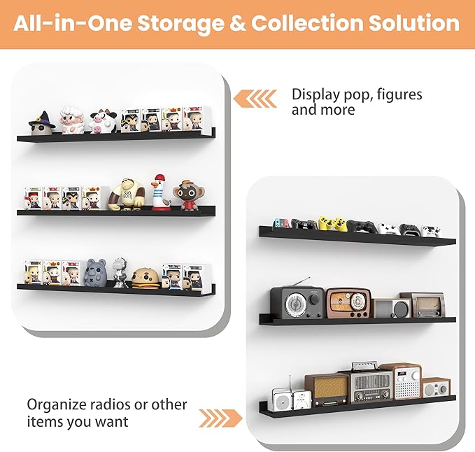 upsimples Floating Shelves for Wall, 47.3 Inch Shelves for Decor Storage Set of