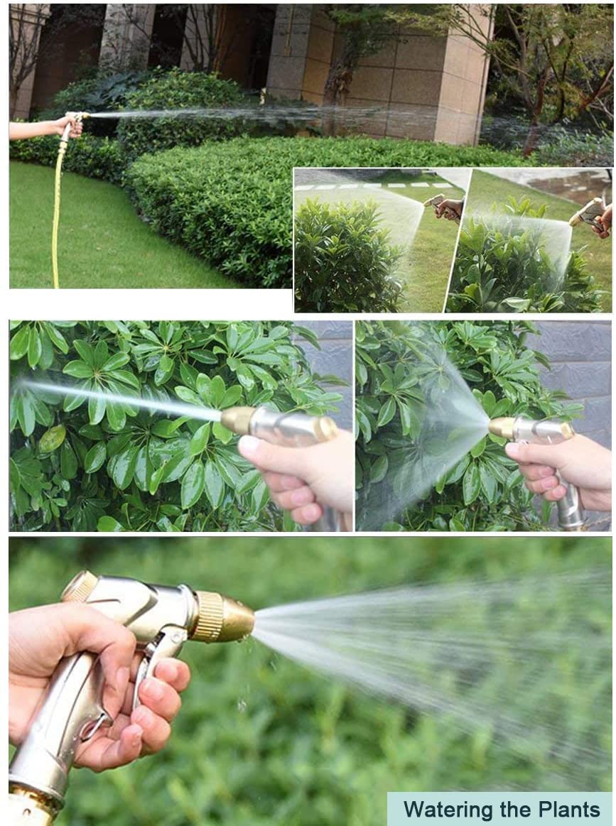 ESOW Garden Hose Nozzle, 100% Heavy Duty Metal Spray Gun with Full Brass Nozzle, 4 Watering Patterns Watering Nozzle- High Pressure Pistol Grip Sprayer for Watering Plants, Car Wash and Showering Dog