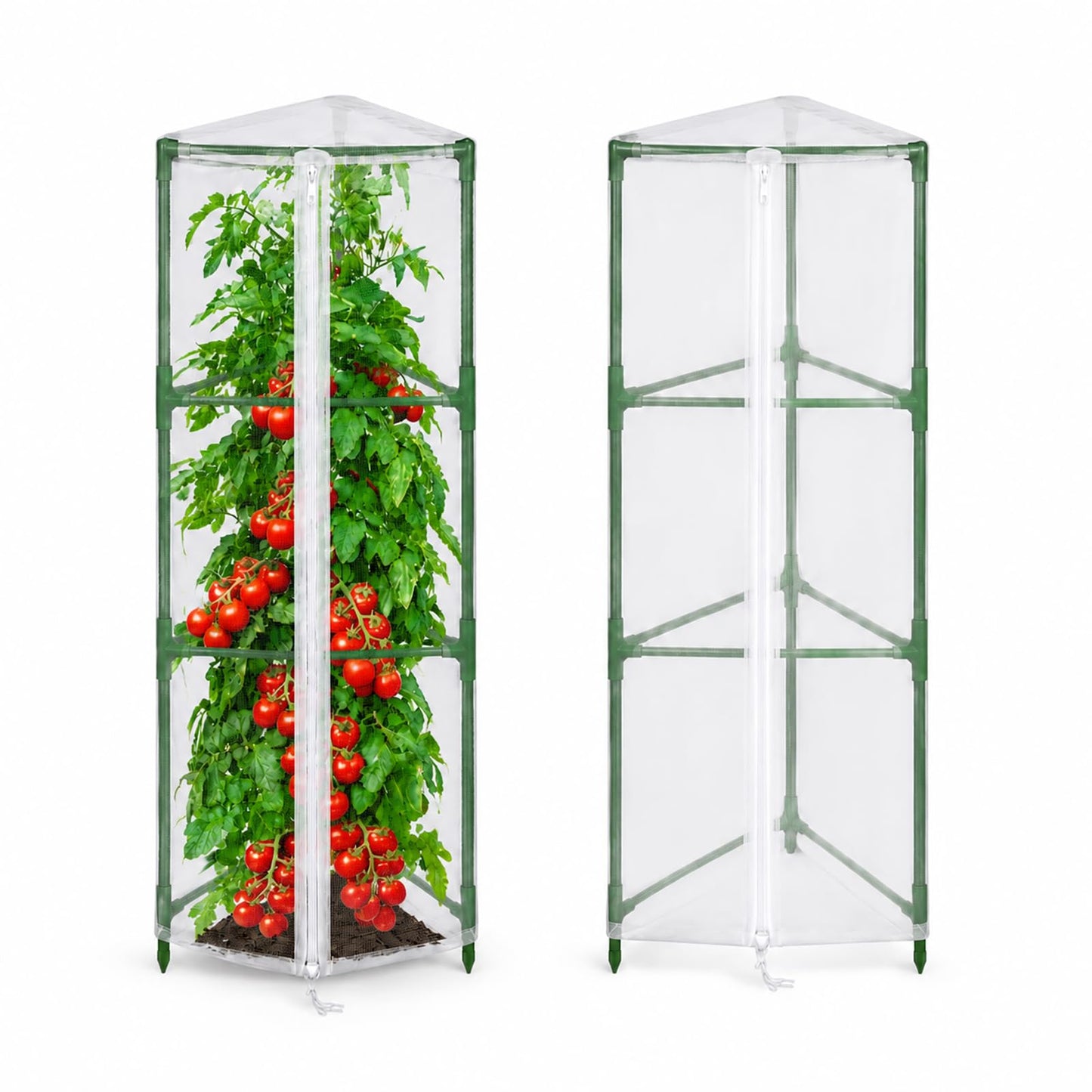 Halatool Garden Tomato Plant Cover Netting, Fits 40–55" Tall Tomato Cages, Garden Bird Netting with Zipper & Drawstring, Insect Barrier, Plant Covers from Insects Animals, 2 Pack, 45"×15.7"