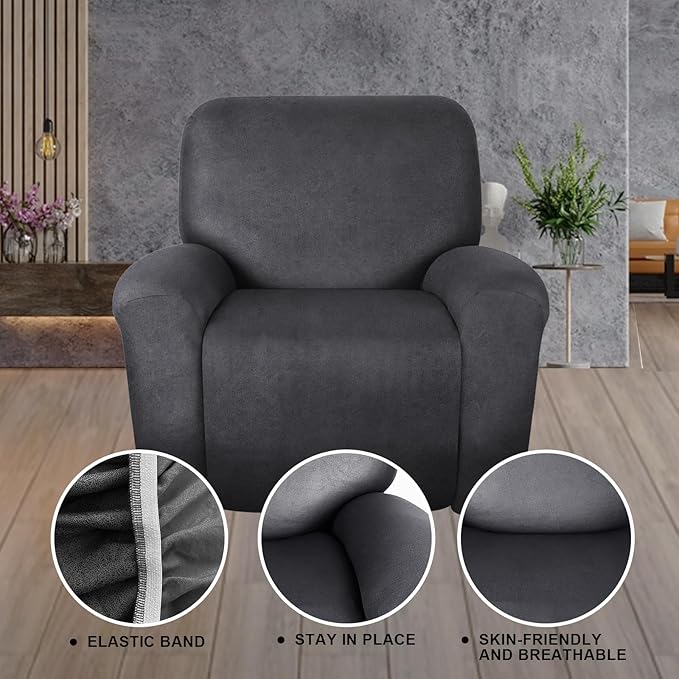 ANARACHON Leather Look Recliner Chair Covers Stay in Place 4-Piece Recliner