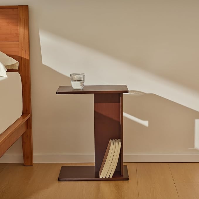 RECCI Solid Bamboo C-Shaped End Table Set of 2