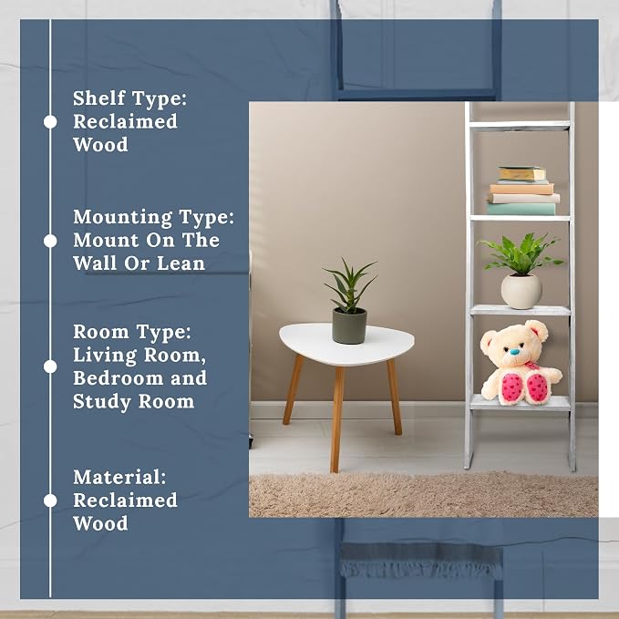 BARNWOODUSA Throw Blanket Ladder – Fully Assembled Reclaimed Wood – Rustic Decorative Ladder for Towels, Quilts, & More – Perfect Farmhouse Decor for Bathroom, Porch, or Living Room,5ft.