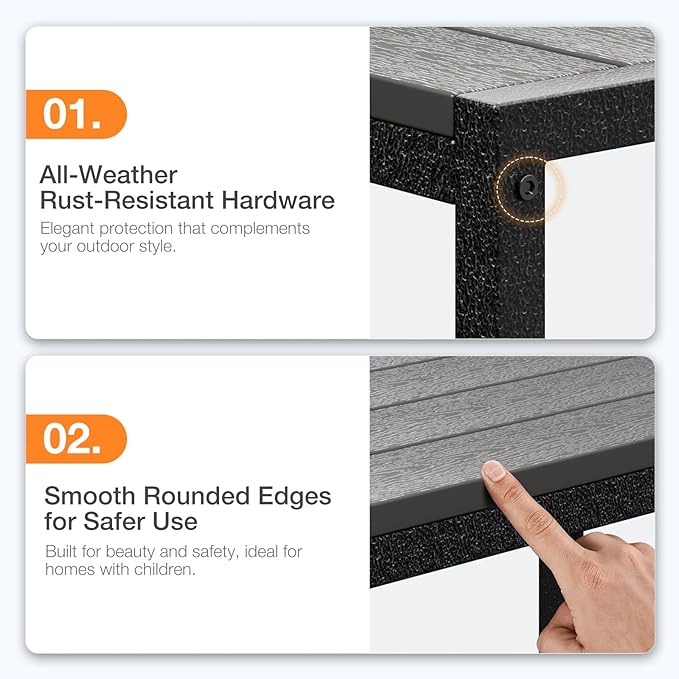 ODK Outdoor Coffee Table, Rectangle Weather-Resistant Patio Coffee Table