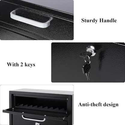 Jssmst Locking Mailbox for Outside, Key Lock Wall Mount Mailboxes Large, Security Drop Box with Lock, 16.2H x 11.22L x 4.72W Inches, Black XLarge