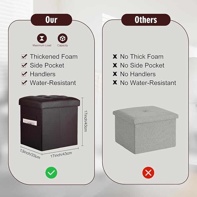 Storage Ottoman, Slim Tall Foot Stool