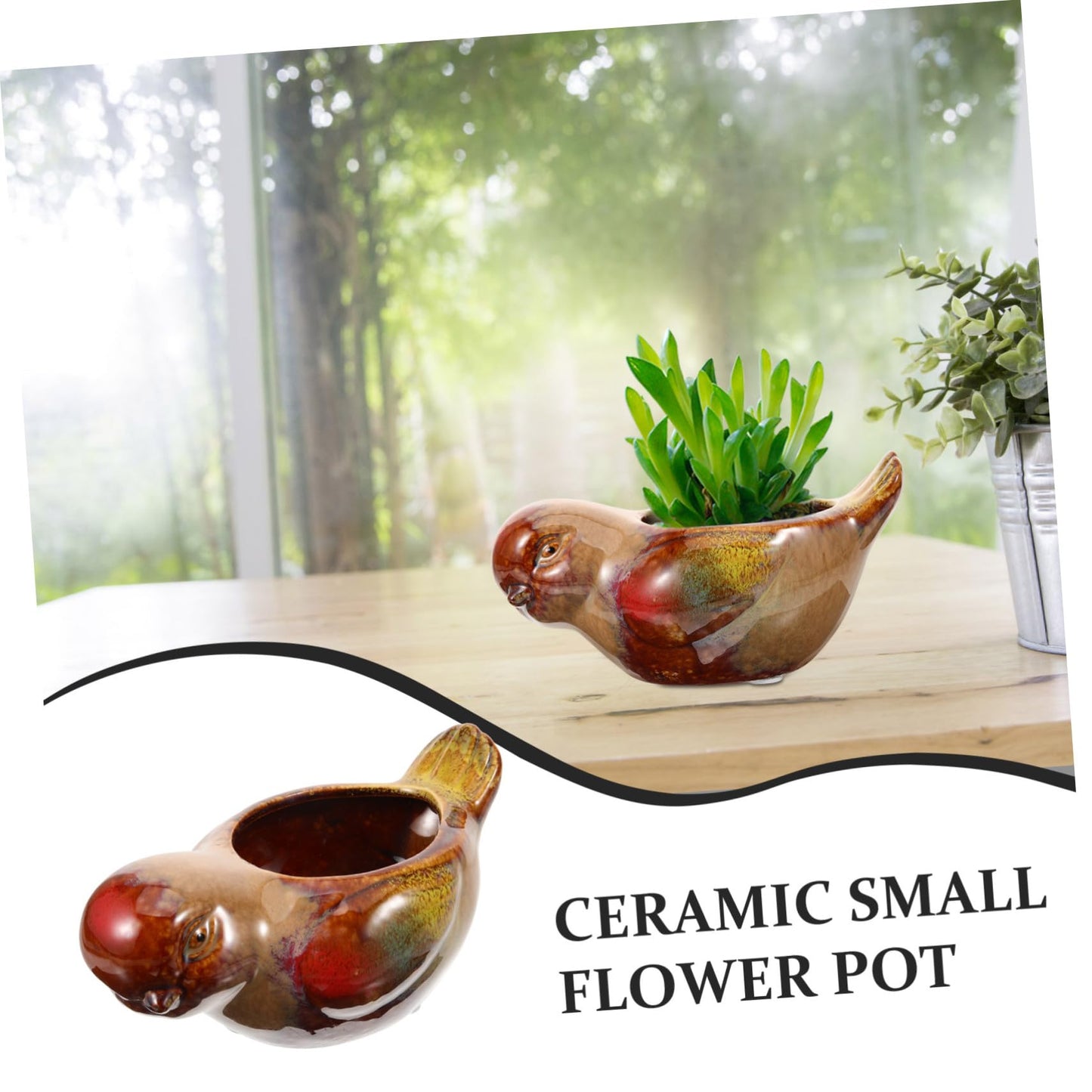 Ceramic Planter Pot Bird Shaped Succulent Flowerpot for Indoor Outdoor Plants Artistic Small Cactus Holder Multifunctional Garden Decoration