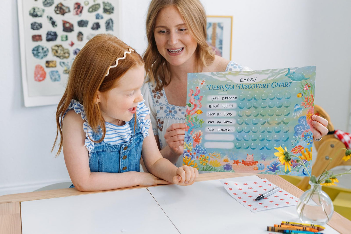 Kids Chore & Routine Reward Chart Set – 3 Ocean-Themed 7-Day Charts with 147 Stickers – Gentle Behavior & Goal Tracker by Saisu – Ages 3+