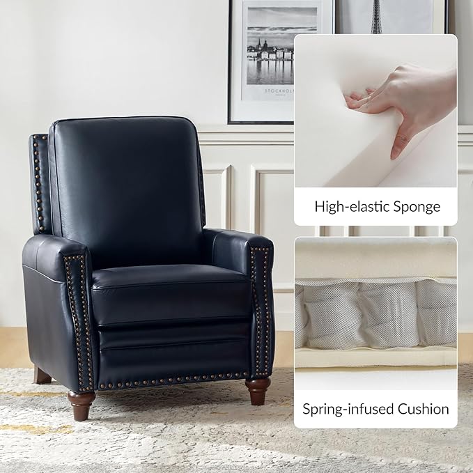 HULALA HOME Genuine Leather Manual Recliner Chair