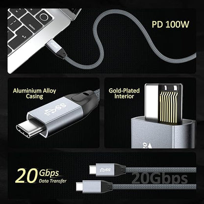 QCEs USB C to USB C Cable 10Ft, USBC 3.2 Gen 2 Cable 4K Video 100W PD Charging Cable, 20Gbps Data for USB4/Thunderbolt 3/4 Compatible with MacBook Pro/Air, iPad Pro, iPhone 16 Galaxy S25, Quest