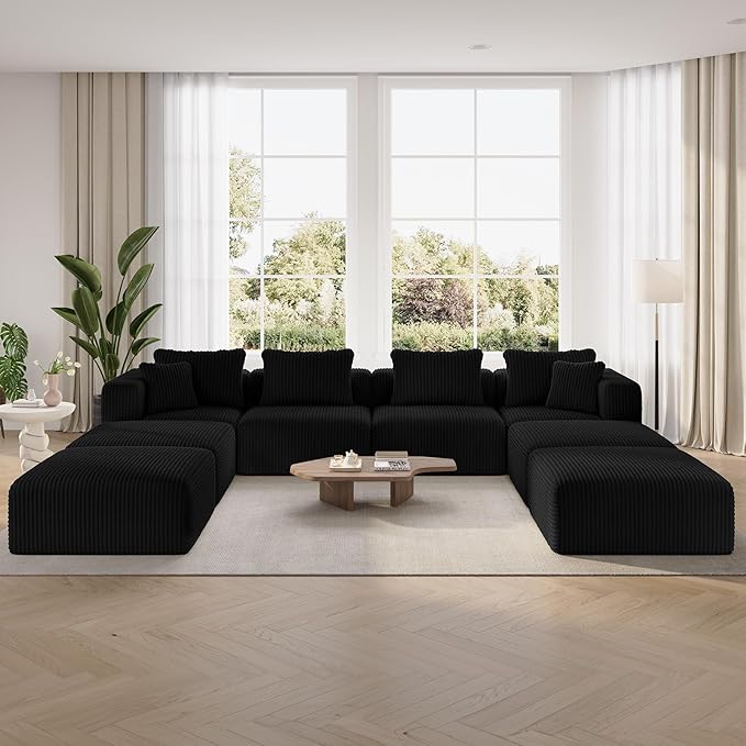 Novilla 141" Modular Sectional Sofa, Modern Cloud Sectional Couch