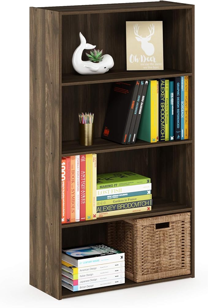 Furinno PASIR Book Shelf, 4-Tier Bookshelf, Bookcase