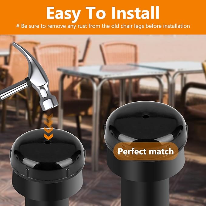48-Pack Wrought Iron Patio Furniture Feet Caps 1-1/2 inch Round Plastic Outdoor