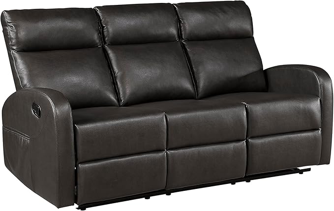 Lexicon Manual Reclining Sofa, Faux Leather Recliner Sofa, Wall Hugger