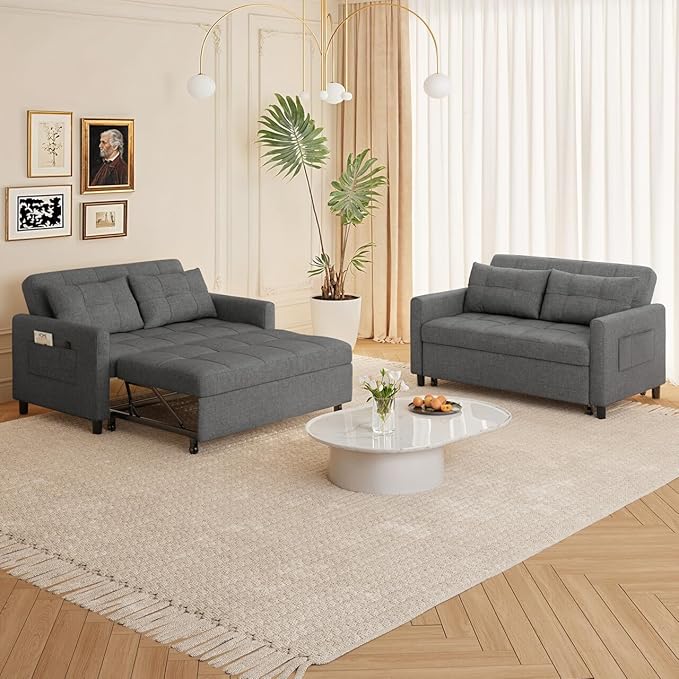 Gizoon 3-in-1 Convertible Loveseat Sleeper Couch Bed, 71.7" Extended Pull Out