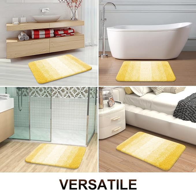 OLANLY Bathroom Runner Rugs Mat 47x17, Extra Soft Absorbent Microfiber Bath Rugs, Rubber Backing, Quick Dry, Washable Long Bath Mats for Bathroom Floor, Tub and Shower, Home Decor Accessories, Yellow