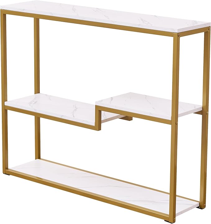 loglus Console Table for Entryway, Faux Marble MDF Sofa Table
