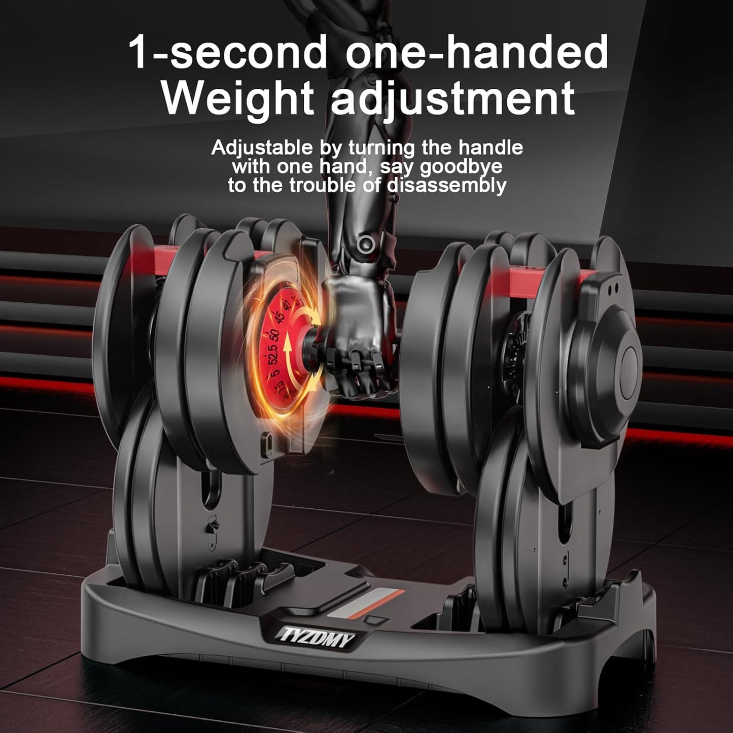 Adjustable Dumbbells Set of 2，Free Weights Dumbbells Set，Adjustable Dumbbell Set，52.5 lbs pair 105 lbs，15 in 1，for Men/Women Gym Equipment for Home Strength Training Equipment