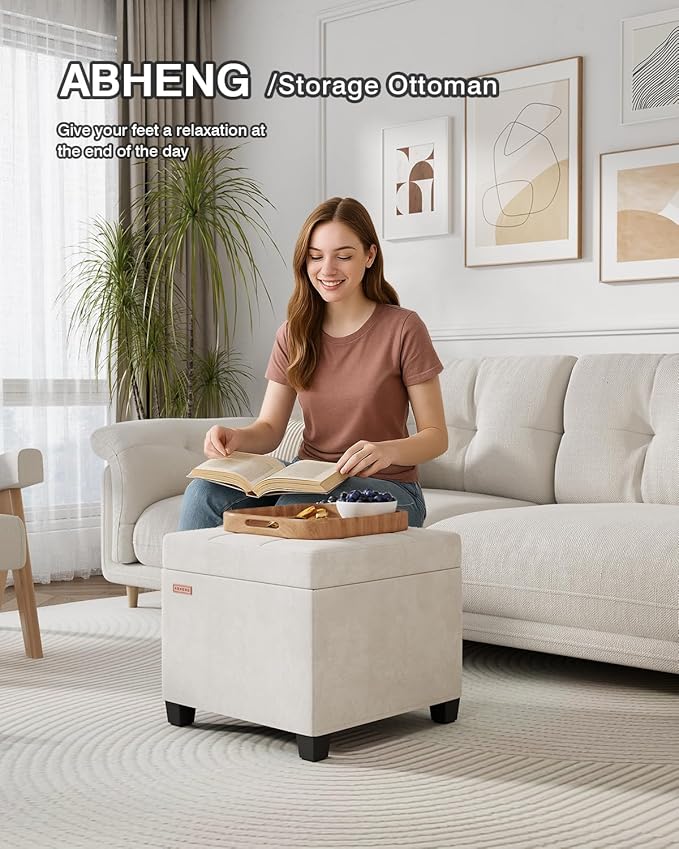 ABHENG Velvet Cover Steel Frame Ottoman