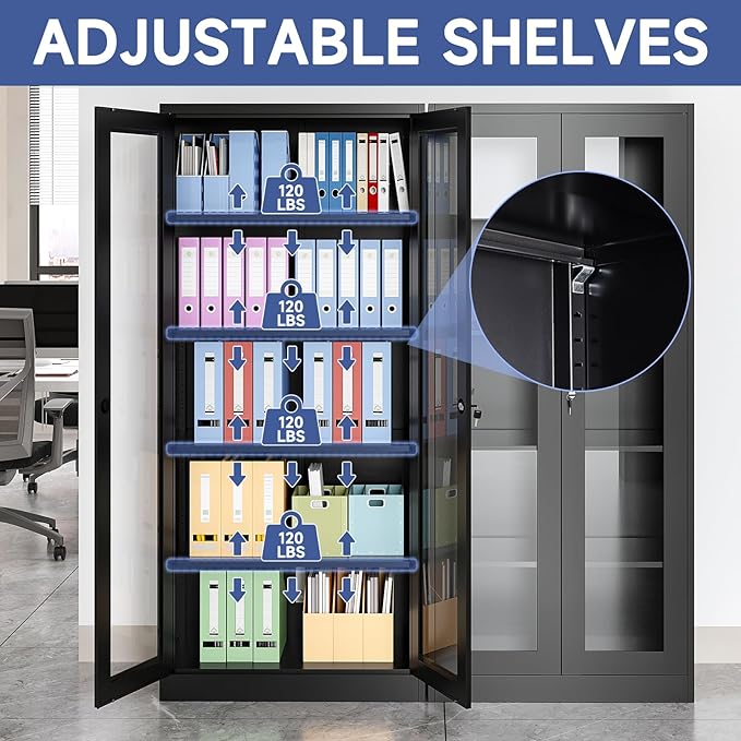 Display Cabinet with Glass Doors, Display Case Cabinet