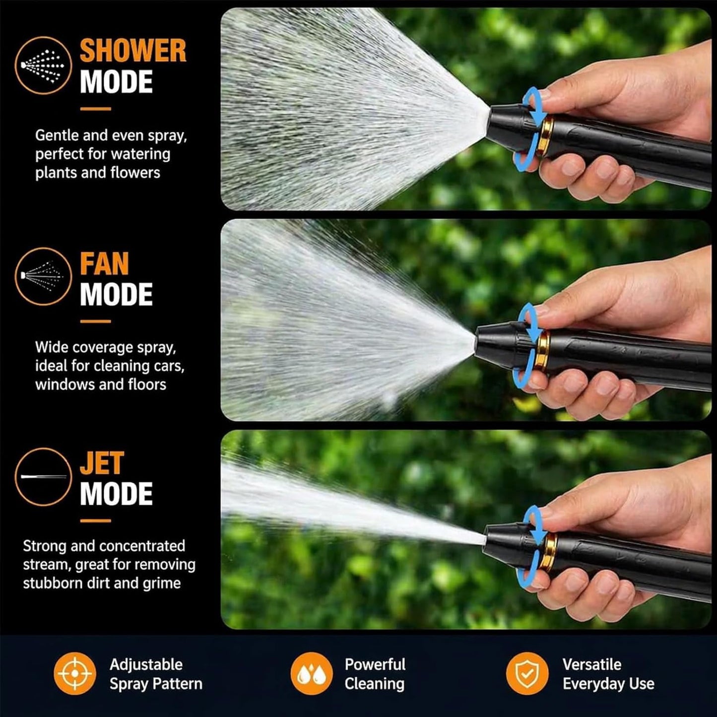 Home High-Pressure Car Wash Water Gun with Booster Nozzle, Home High-Pressure Car Wash Water Gun with Booster Nozzle and Hose, for Watering Plants and Vegetables, and Car Washing (2PCS)