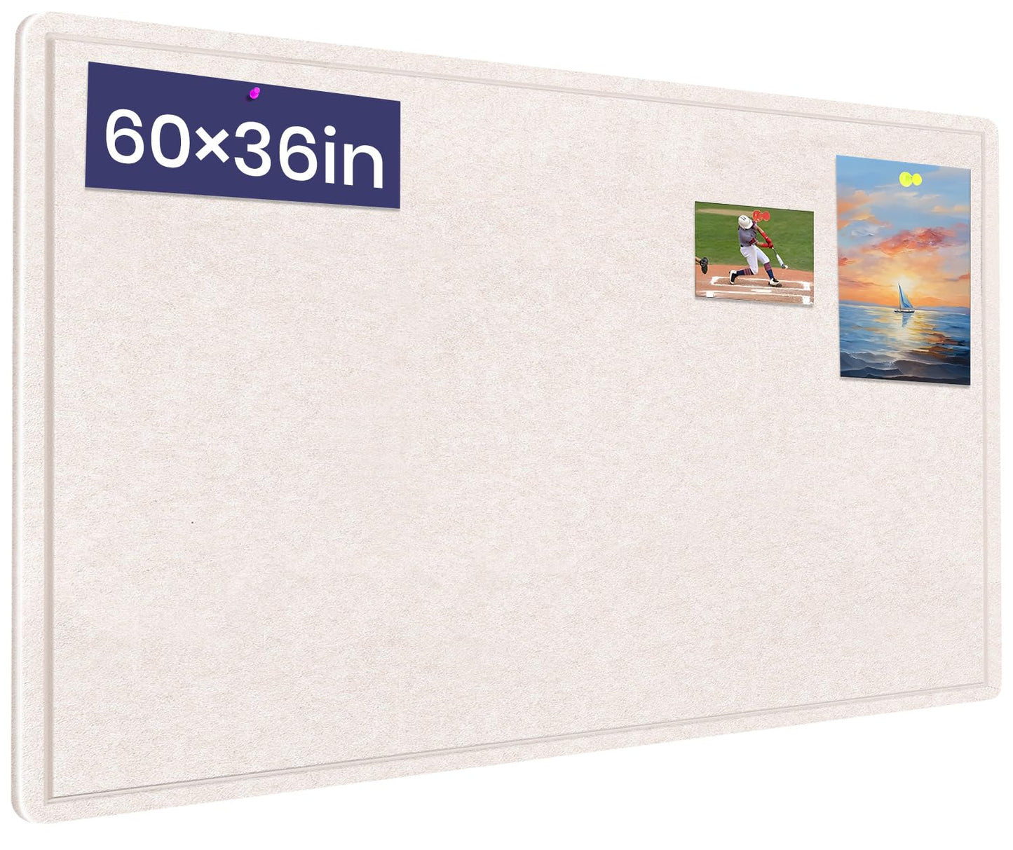 Large Cork Bulletin Board - 60 X 36 Inches With 30 Pushpins, 5' x 3' Pin Board for Walls, Self-Adhesive Felt Vision Board, Foldable Photo Board - Oatmeal